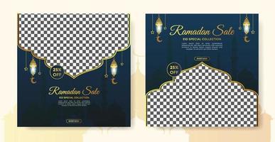 eid mode uitverkoop banier en Ramadan uitverkoop banier, sociaal media post sjabloon, Ramadan kareem thema uitverkoop plein folder en spandoek. groot uitverkoop bundel eid advertenties na, groet kaart Islamitisch achtergrond ontwerp vector