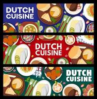 Nederlands keuken voedsel banners Nederland gerechten maaltijd vector