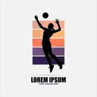 volleybal logo-ontwerp met springend persoonspictogram vector