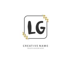 lg eerste brief handschrift en handtekening logo. een concept handschrift eerste logo met sjabloon element. vector