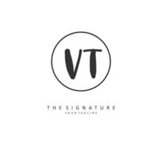 v t ww eerste brief handschrift en handtekening logo. een concept handschrift eerste logo met sjabloon element. vector