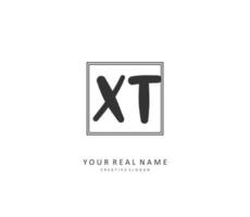 X t xt eerste brief handschrift en handtekening logo. een concept handschrift eerste logo met sjabloon element. vector