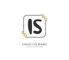 ik s is eerste brief handschrift en handtekening logo. een concept handschrift eerste logo met sjabloon element. vector