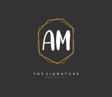 een m ben eerste brief handschrift en handtekening logo. een concept handschrift eerste logo met sjabloon element. vector