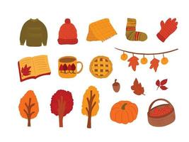 vector hand- getrokken vlak ontwerp herfst sticker illustratie