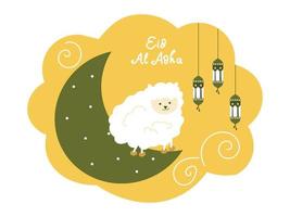 vector ontwerp viering Ramadan en eid mubarak familie, bidden en geven tekenfilm karakter illustratie concept