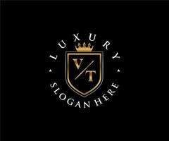 eerste ww brief Koninklijk luxe logo sjabloon in vector kunst voor restaurant, royalty, boetiek, cafe, hotel, heraldisch, sieraden, mode en andere vector illustratie.