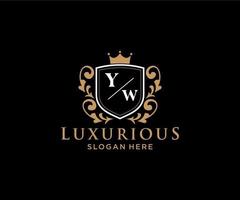 eerste yw brief Koninklijk luxe logo sjabloon in vector kunst voor restaurant, royalty, boetiek, cafe, hotel, heraldisch, sieraden, mode en andere vector illustratie.