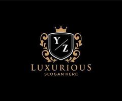 eerste yz brief Koninklijk luxe logo sjabloon in vector kunst voor restaurant, royalty, boetiek, cafe, hotel, heraldisch, sieraden, mode en andere vector illustratie.