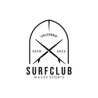 surfboard wijnoogst logo sjabloon. vector