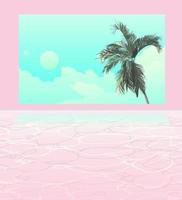 ruimte palmboom raam en zwembad vector