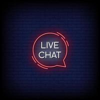 live chat neonreclames stijl tekst vector