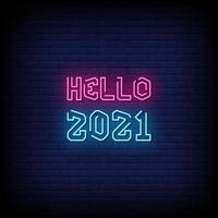 hallo 2021 neonreclamestijl tekst vector