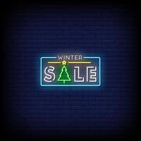 winter verkoop neonreclames stijl tekst vector