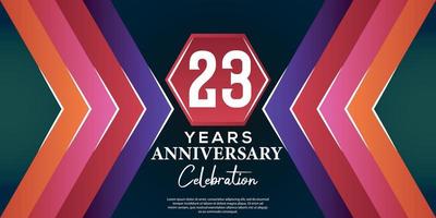 23 jaar verjaardag viering ontwerp met luxe abstract kleur stijl Aan luxe zwart pagina vector