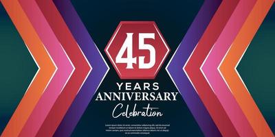 45 jaar verjaardag viering ontwerp met luxe abstract kleur stijl Aan luxe zwart pagina vector