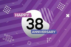 38e jaar verjaardag logo vector ontwerp verjaardag viering met kleurrijk meetkundig vormen abstract illustratie