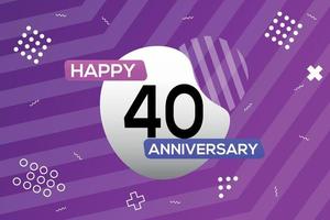 40e jaar verjaardag logo vector ontwerp verjaardag viering met kleurrijk meetkundig vormen abstract illustratie