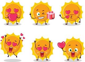 zon tekenfilm karakter met liefde schattig emoticon vector