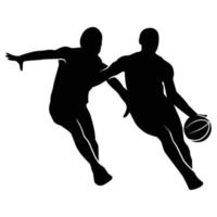 een reeks van gedetailleerd silhouet basketbal spelers in veel van verschillend poses vector
