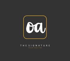 O een oa eerste brief handschrift en handtekening logo. een concept handschrift eerste logo met sjabloon element. vector