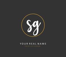 sg eerste brief handschrift en handtekening logo. een concept handschrift eerste logo met sjabloon element. vector