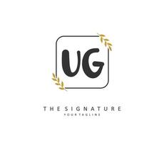 ug eerste brief handschrift en handtekening logo. een concept handschrift eerste logo met sjabloon element. vector