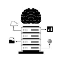 databank centrum server kunstmatig intelligentie- toekomst technologie groot gegevens denken en analyseren verwerken zwart illustratie vector