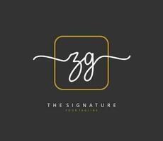 zg eerste brief handschrift en handtekening logo. een concept handschrift eerste logo met sjabloon element. vector