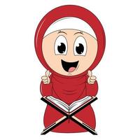 schattig meisje hijab tekenfilm illustratie vector