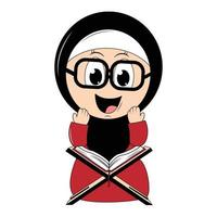 schattig meisje hijab tekenfilm illustratie vector