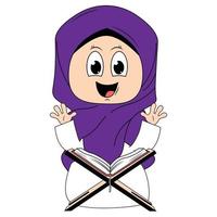 schattig meisje hijab tekenfilm illustratie vector