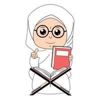 schattig meisje hijab tekenfilm illustratie vector