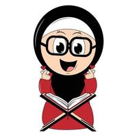 schattig meisje hijab tekenfilm illustratie vector