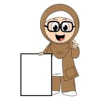 schattig meisje hijab tekenfilm illustratie vector