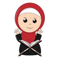 schattig meisje hijab tekenfilm illustratie vector