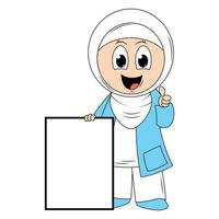 schattig meisje hijab tekenfilm illustratie vector