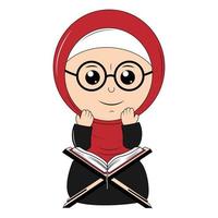 schattig meisje hijab tekenfilm illustratie vector