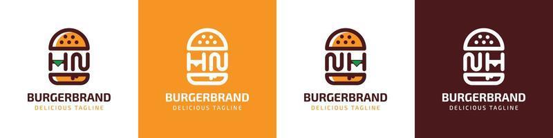 brief hn en nh hamburger logo, geschikt voor ieder bedrijf verwant naar hamburger met hn of nh initialen. vector