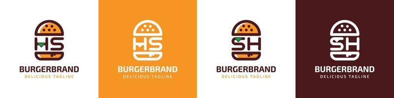 brief hs en sh hamburger logo, geschikt voor ieder bedrijf verwant naar hamburger met hs of sh initialen. vector