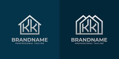 brief kk huis logo set. geschikt voor ieder bedrijf verwant naar huis, echt landgoed, bouw, interieur met kk initialen. vector