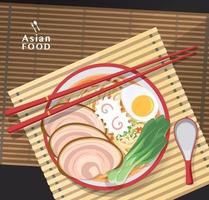 ramen noodle, traditionele Aziatische noedelsoep, illustratievector. vector