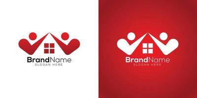 veilig huis Mens icoon logo ontwerp sjabloon Aan wit en rood achtergrond vector