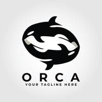 cirkel paar van orka moordenaar walvis logo icoon vector ontwerp illustratie