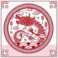gelukkig Chinese nieuw jaar 2024 draak dierenriem teken vector