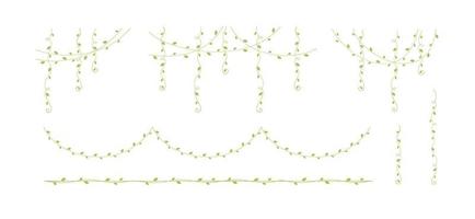 groen wijnstokken kaders en grenzen, hangende Liaan gordijn ontwerp, botanisch elementen vector illustratie reeks