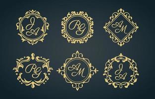 set van elegante bloemen monogram vector