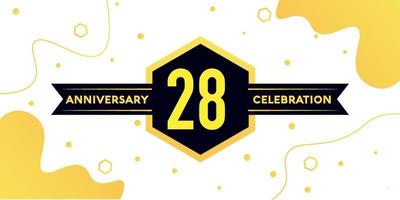 28 jaren verjaardag logo vector ontwerp met geel meetkundig vorm met zwart en abstract ontwerp Aan wit achtergrond sjabloon