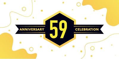 59 jaren verjaardag logo vector ontwerp met geel meetkundig vorm met zwart en abstract ontwerp Aan wit achtergrond sjabloon