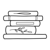 boeken Aan een plank in tekening stijl. vector illustratie. stack van lijn boeken.